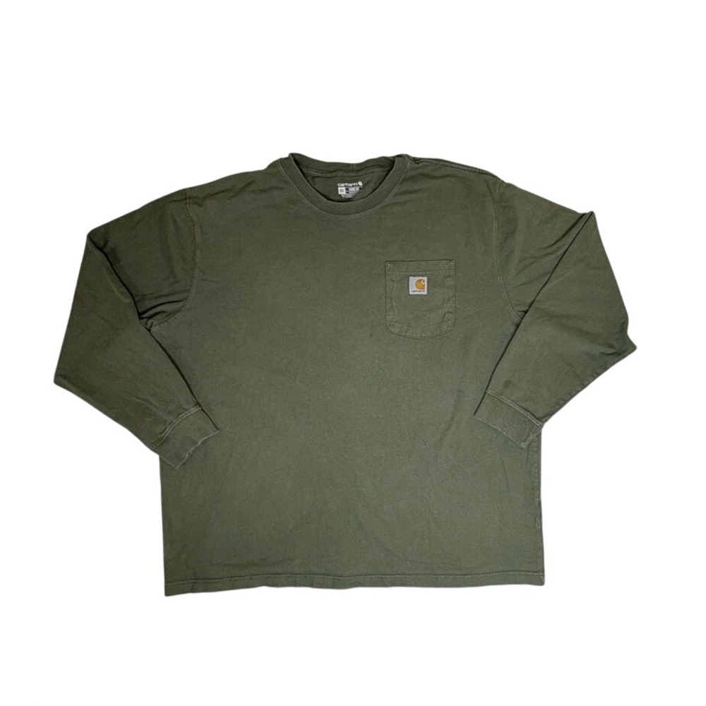 Carhartt Heavyweight Loose Fit LS Pocket Jersey Knit Shirt 2XL Green Work Casual
